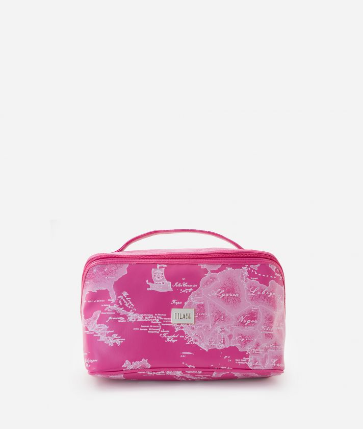 Three-compartment wash bag Geo Color Cyclamen