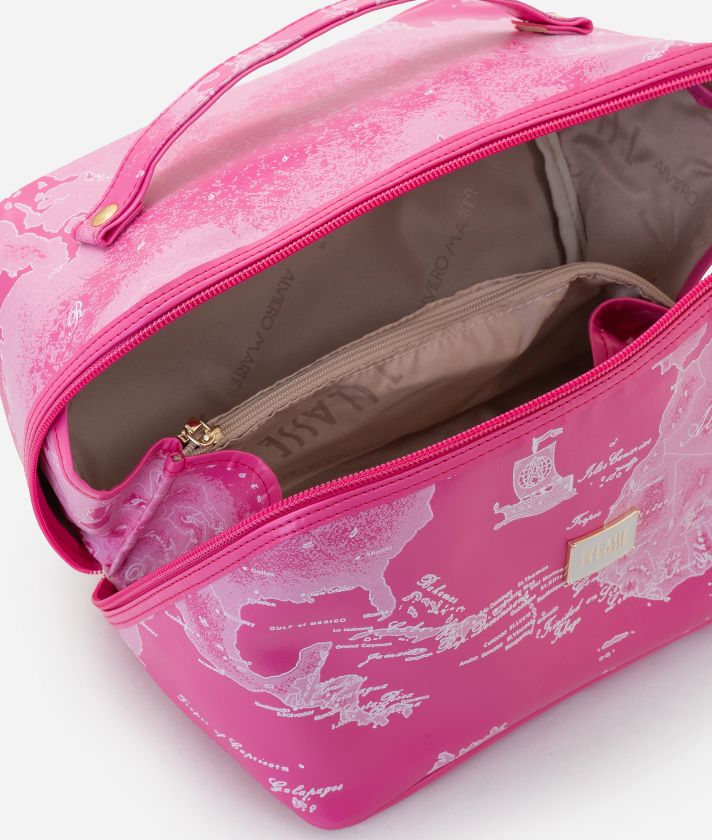 Three-compartment wash bag Geo Color Cyclamen