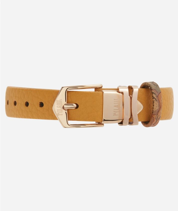 Formentera watch with hammered leather strap Saffron