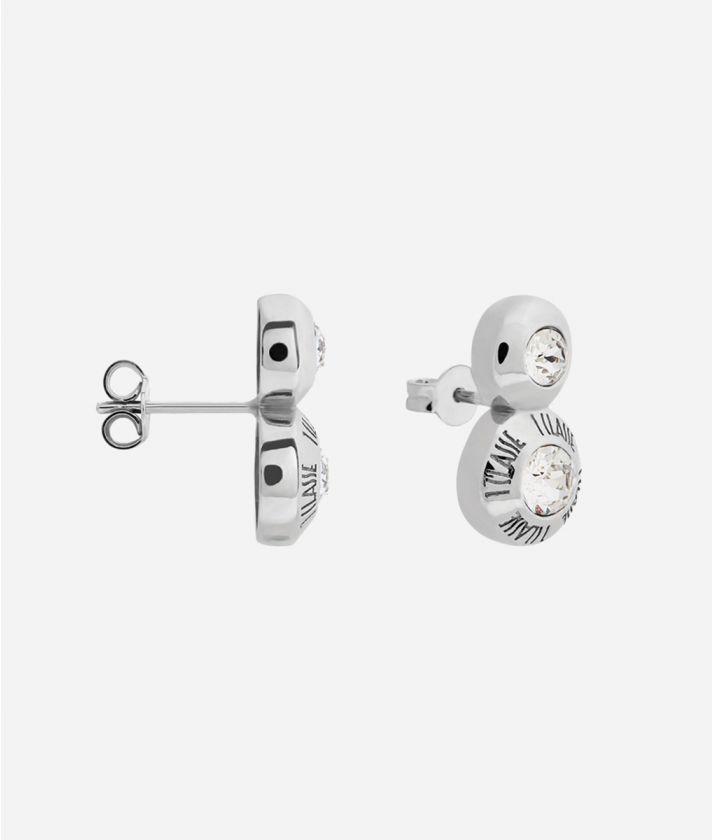 Champs-Élysées double earrings with white zircons in Silver