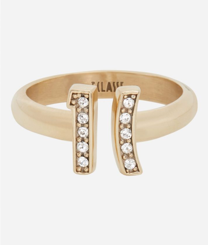 Fifth Avenue silver ring with white zircons dipped in Yellow Gold