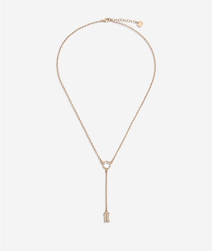 Fifth Avenue necklace with 1C pendant in white zircons dipped in Yellow Gold