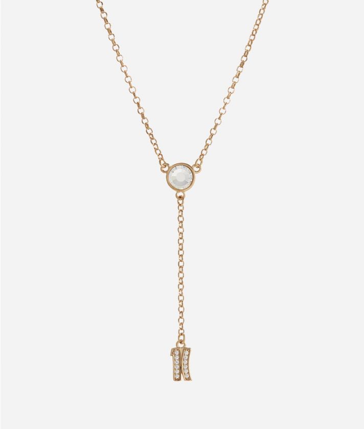 Fifth Avenue necklace with 1C pendant in white zircons dipped in Yellow Gold