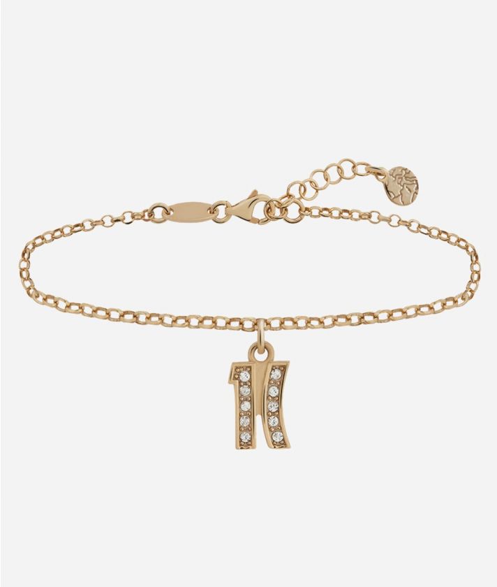 Fifth Avenue bracelet with 1C logo with white zircons dipped in Yellow Gold