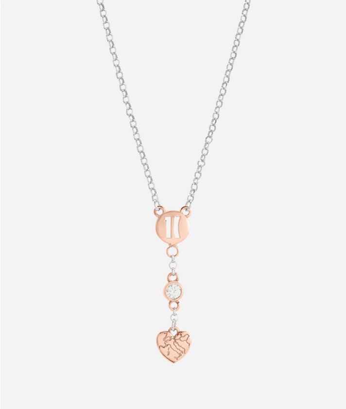 Rambla necklace with pendant and rose gold dipped charms in Silver