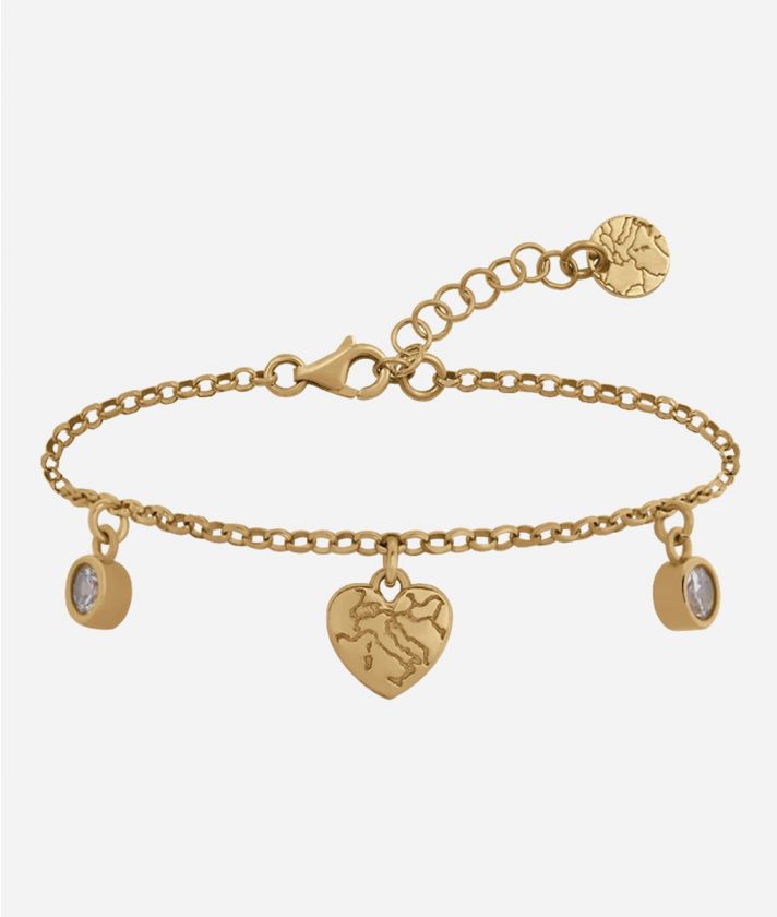 Rambla bracelet with three charms dipped in Yellow Gold