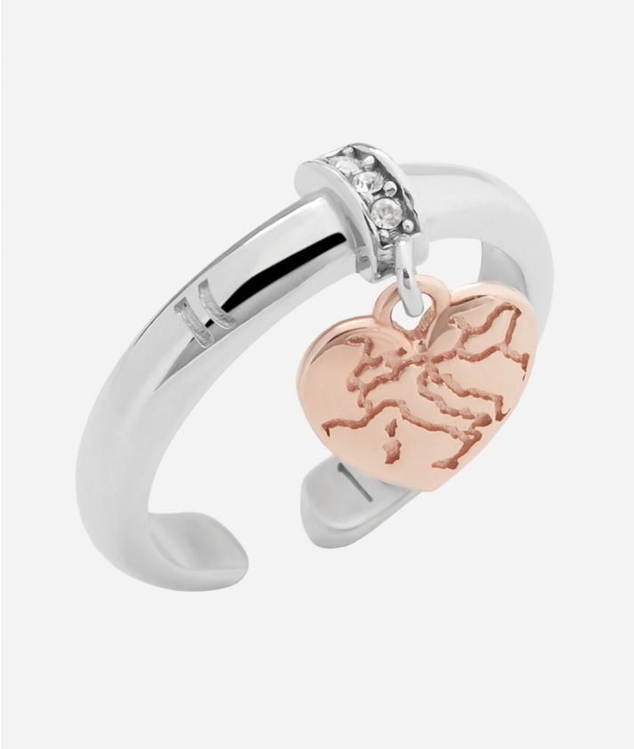 Rambla ring with rose gold-plated charm in Silver