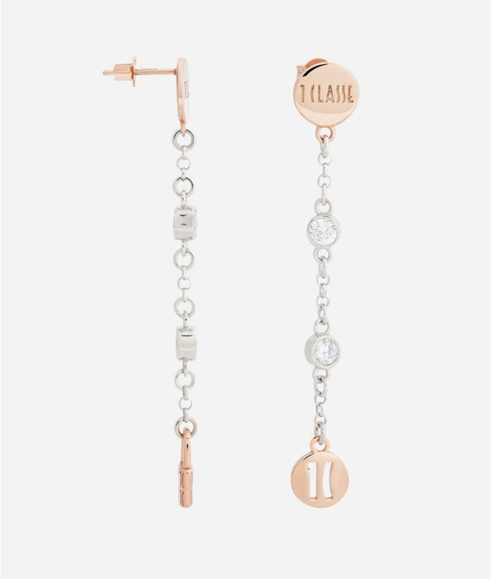 Rambla drop earrings with rose gold-plated details in Silver