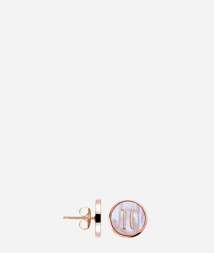 Via Condotti steel and nacre stud earrings Rose Gold