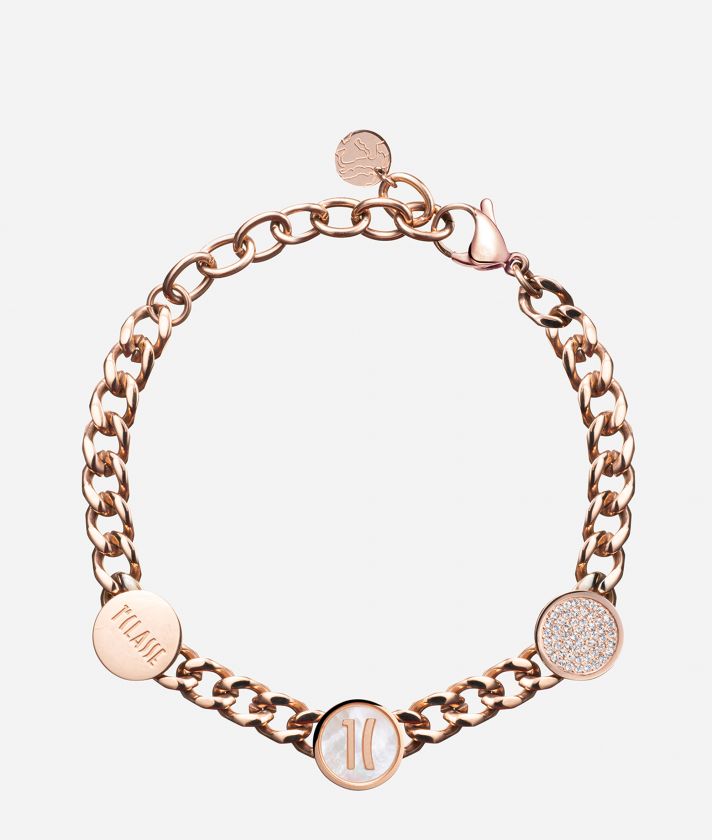 Via Condotti steel and nacre bracelet with charms Rose Gold