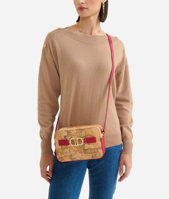 3D Geo small reporter crossbody bag Raspberry