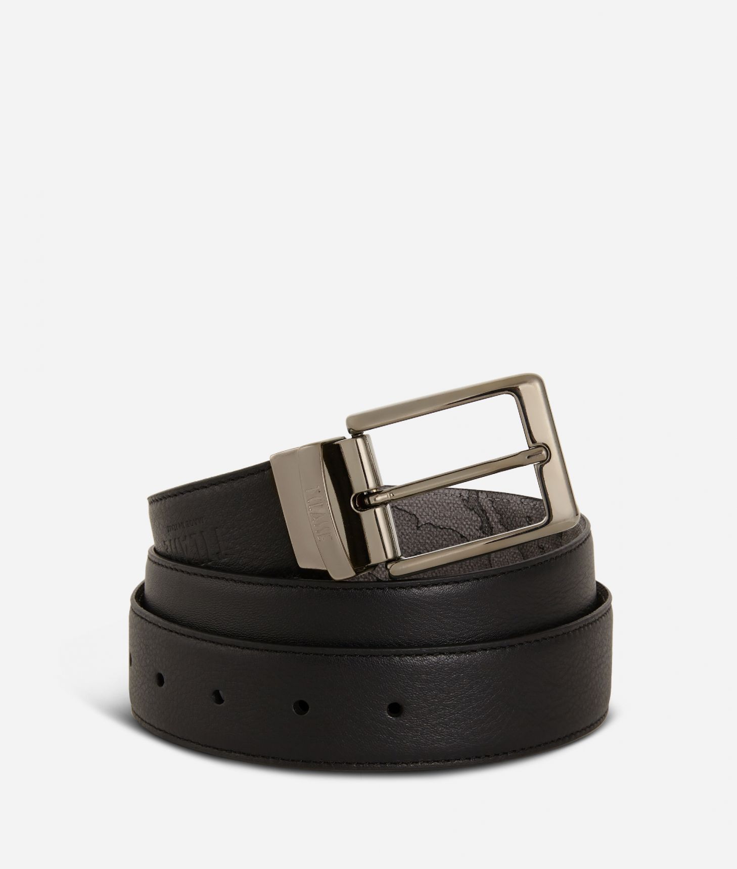 Men's belt leather grey,front
