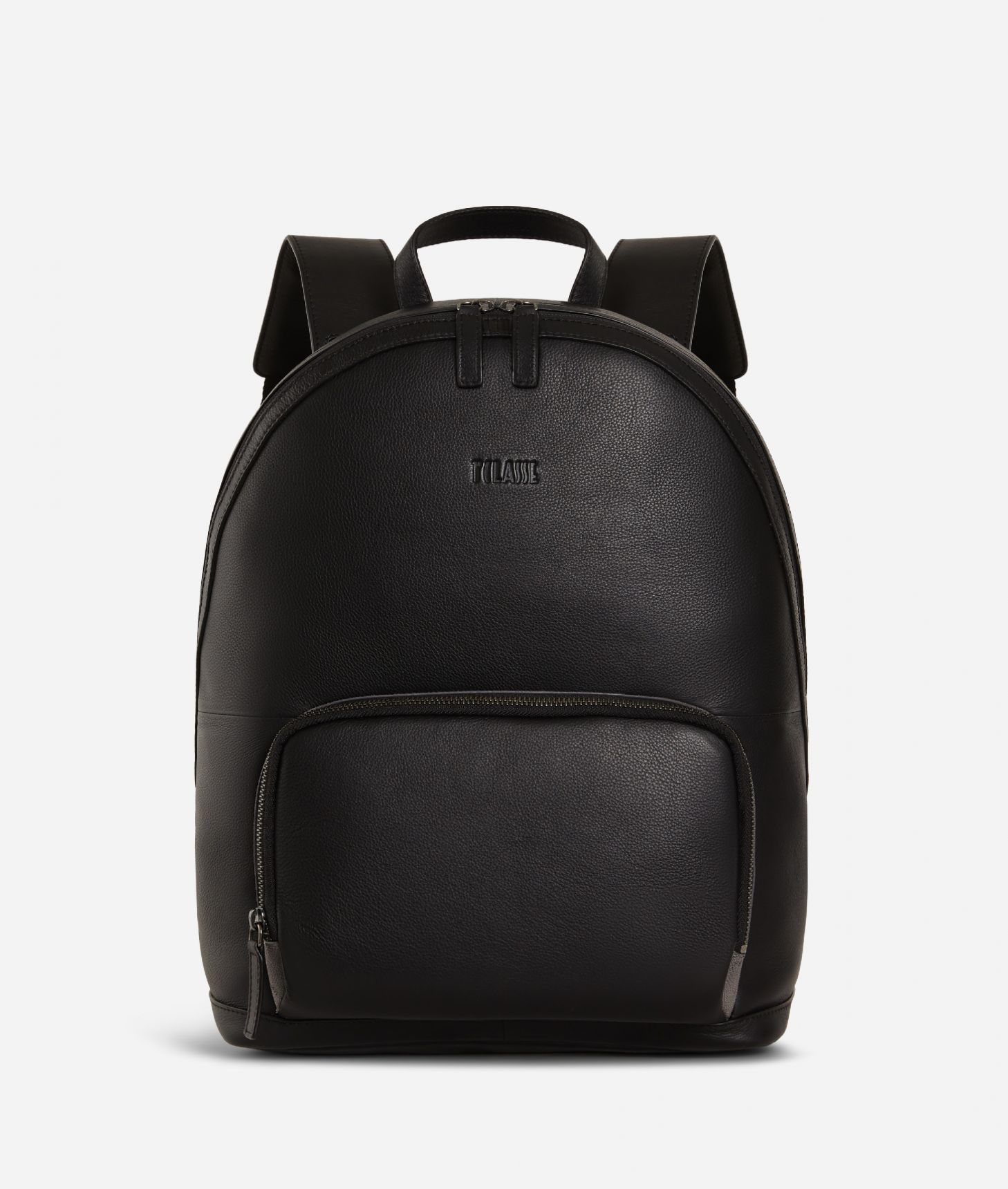 Backpack leather black,front