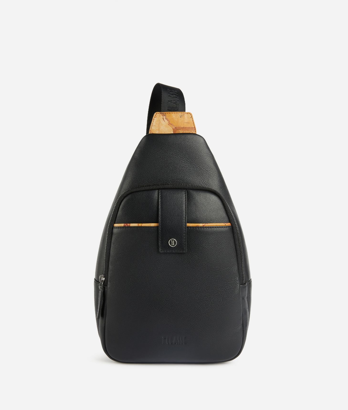 Leather one-shoulder backpack Black,front