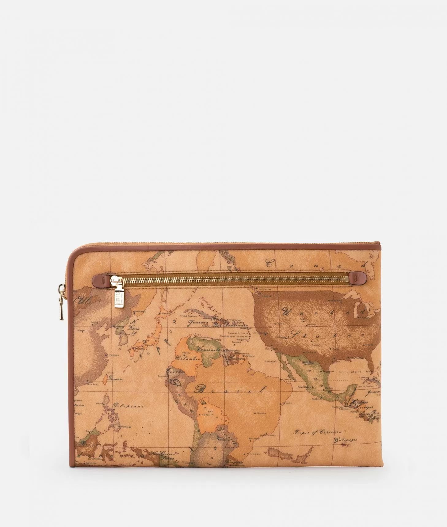 Alviero Martini map geo print canvas and leather online key wallet