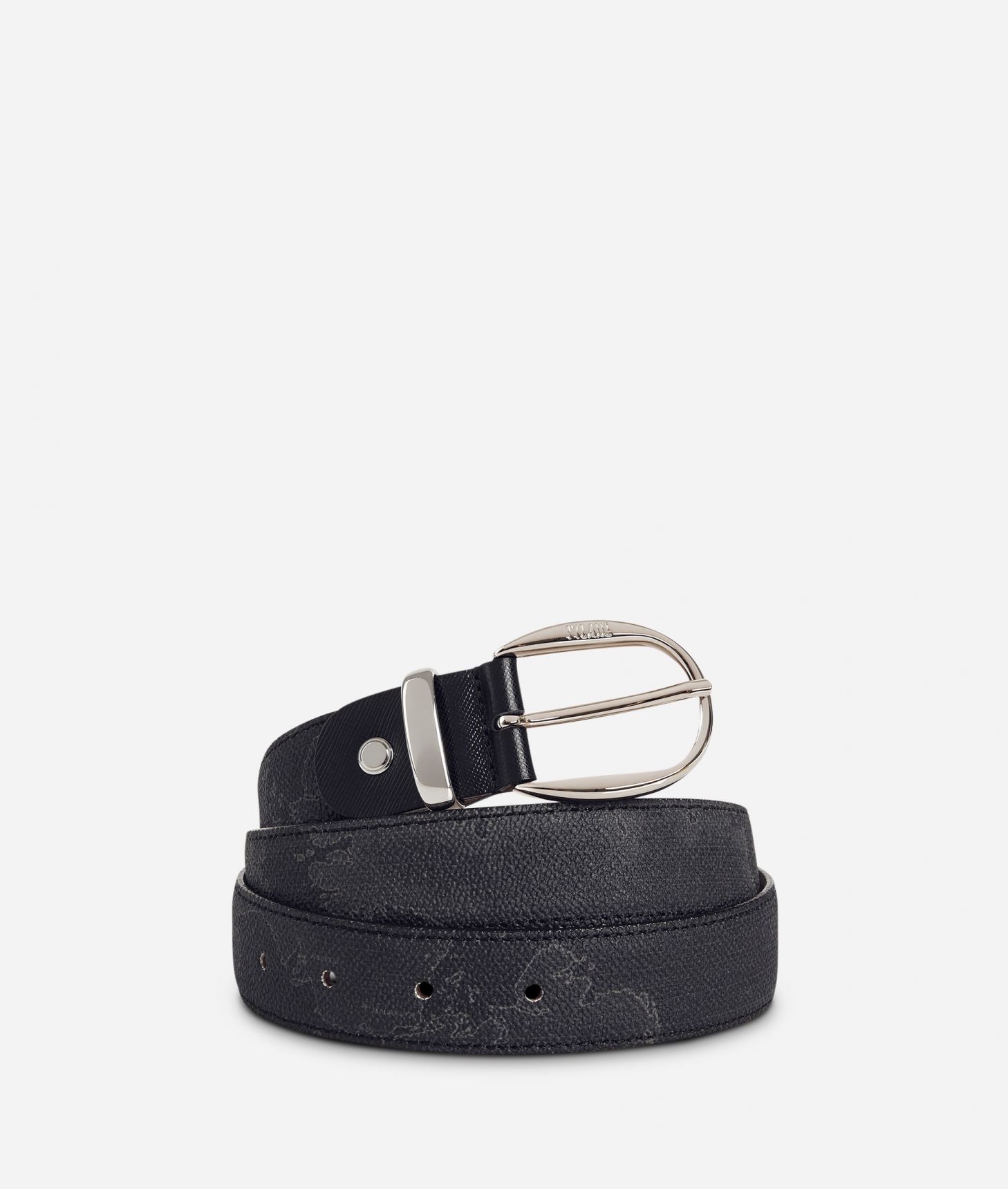Geo Black Belt with leather inserts,front