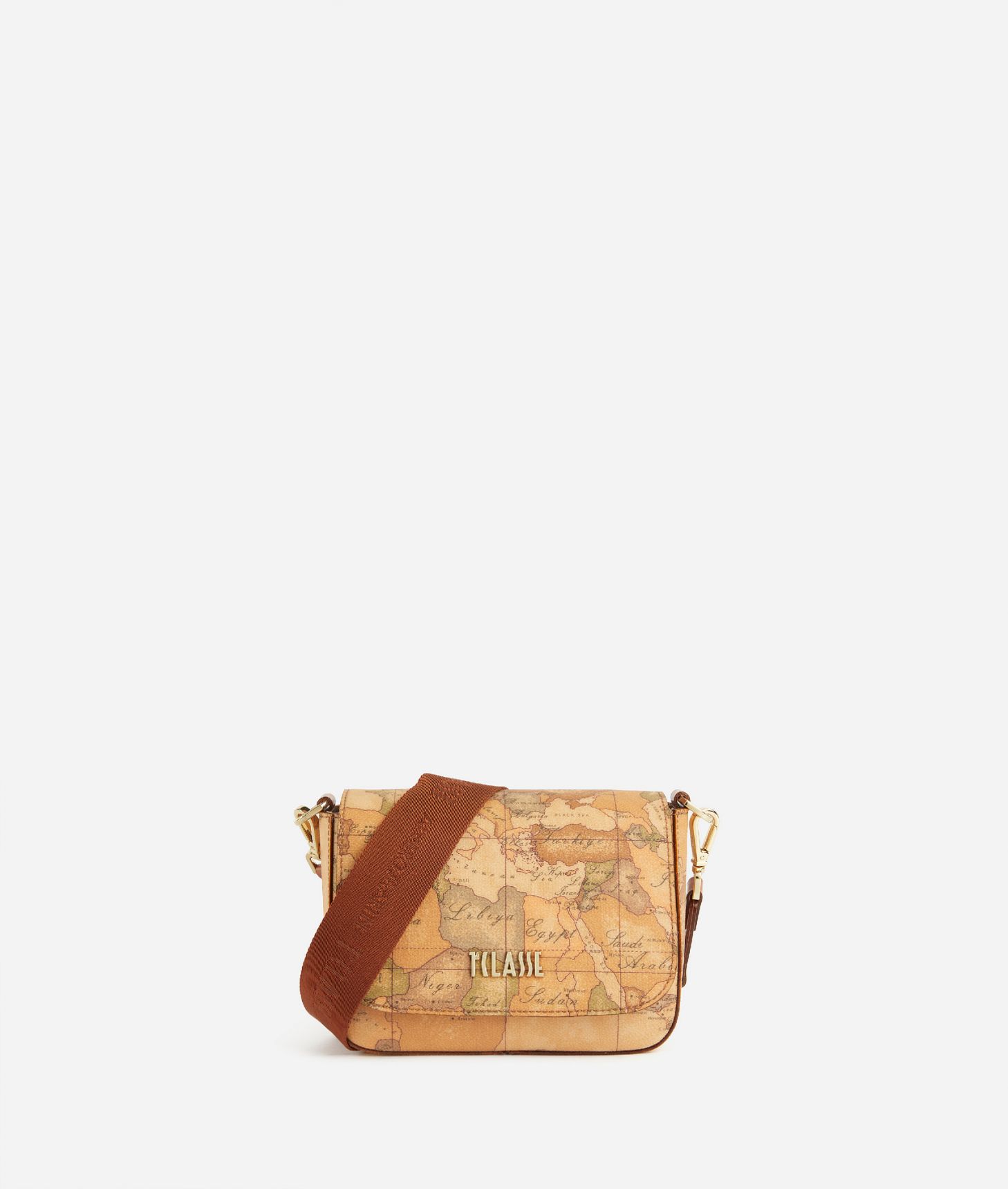 Shoulder bag in Geo Classic printed fabric Natural,front