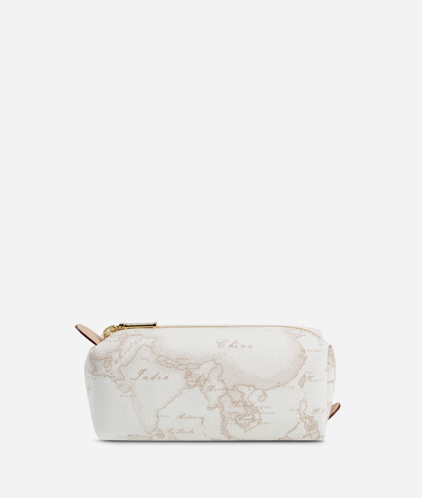 Geo White Zipped envelope pouch,front