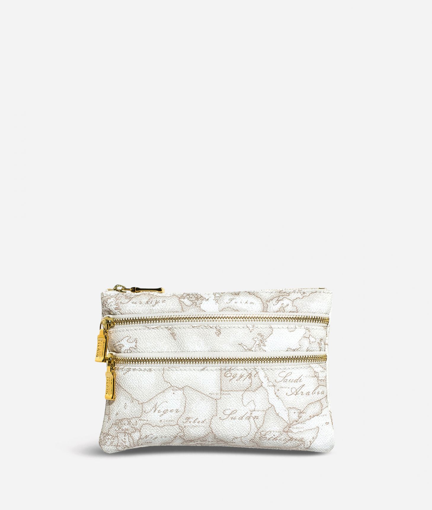 Geo White Medium pouch with pockets,front