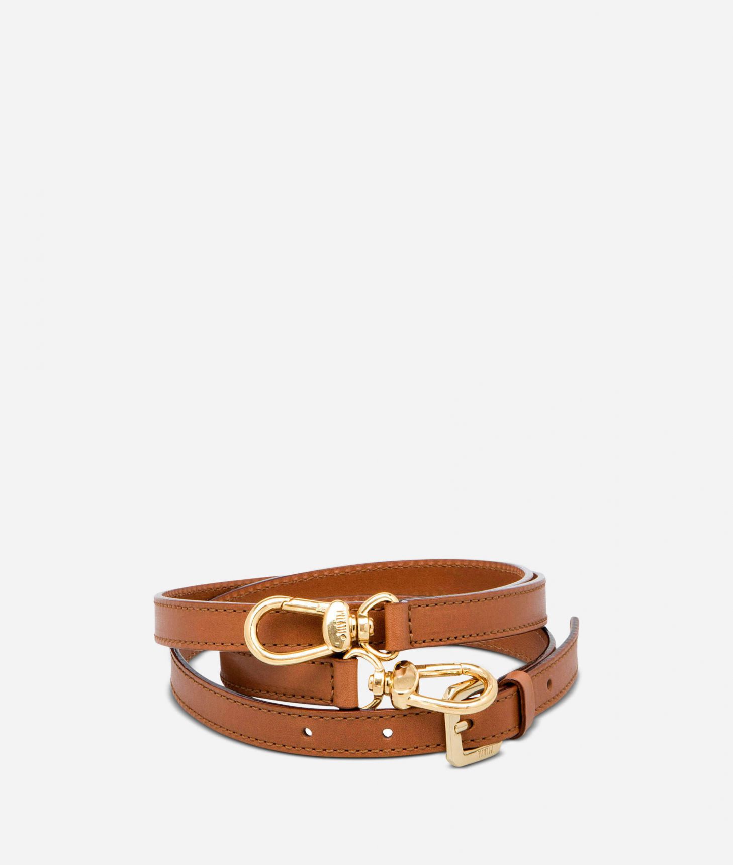 Adjustable strap in tan leather,front