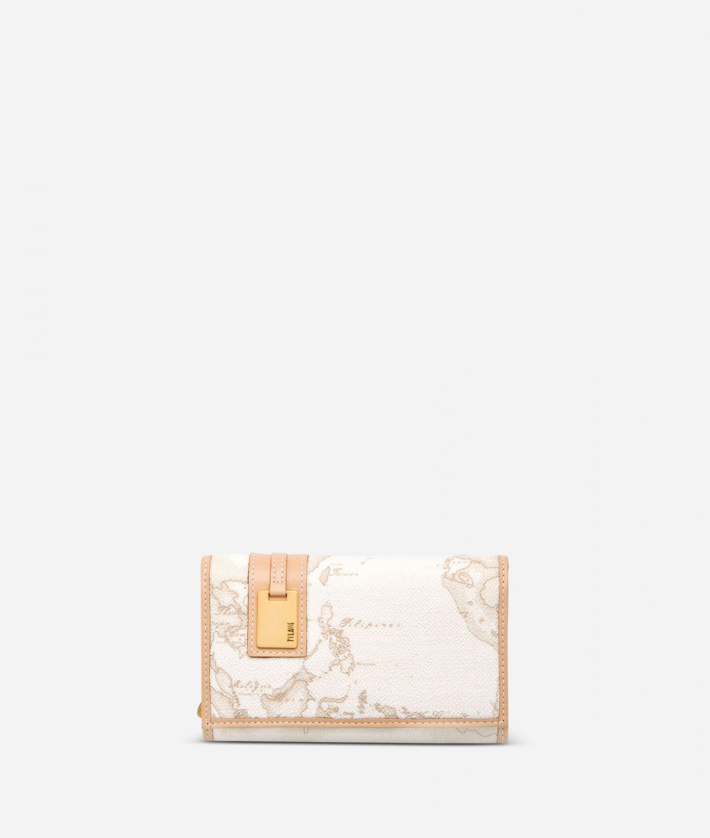 Geo White Medium wallet with pocket,front
