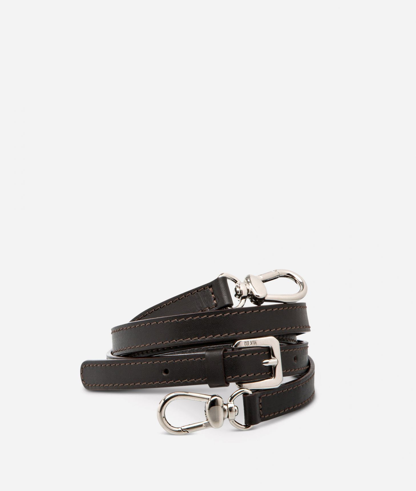 Adjustable strap in brown leather,front