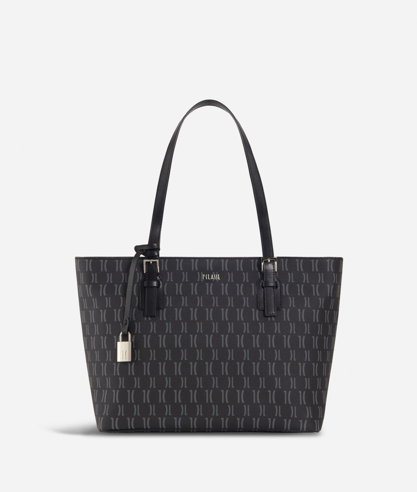 Monogram Medium Shopping Bag Black,front