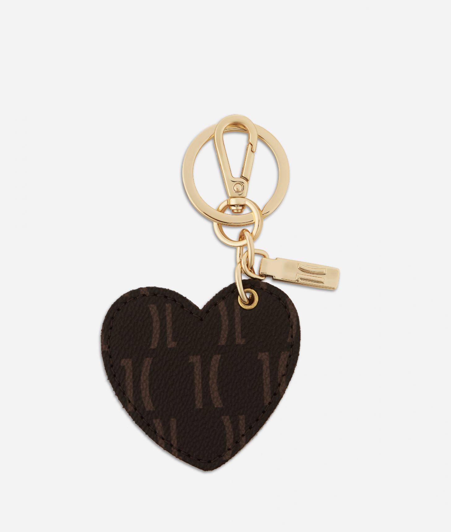 Monogram Heart-shaped Keyring Dark Buff,front