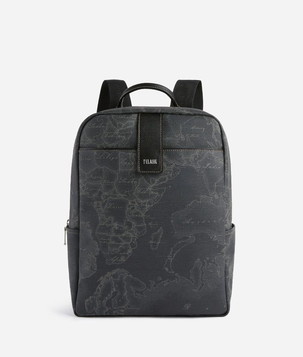 Computer backpack in Geo Night printed fabric Black,front