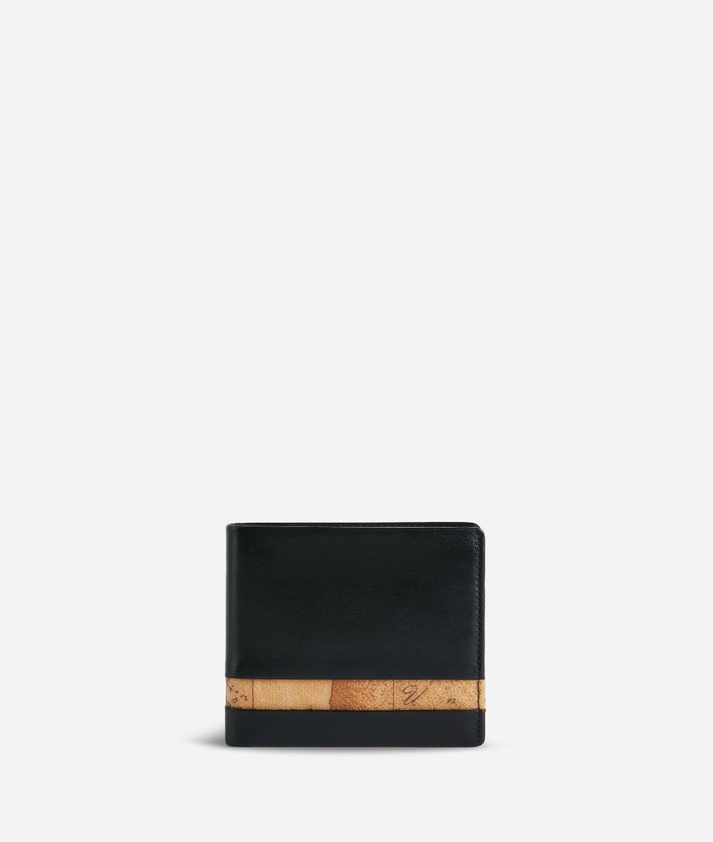 Geo Classic medium wallet in leather black,front