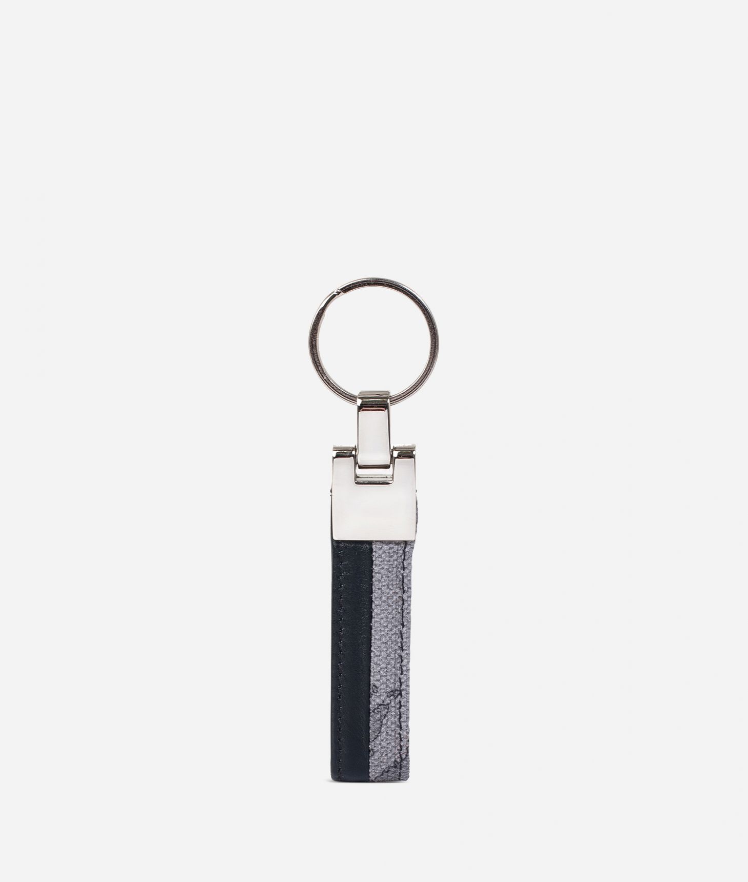 Key ring in Geo Dark fabric and leather,front