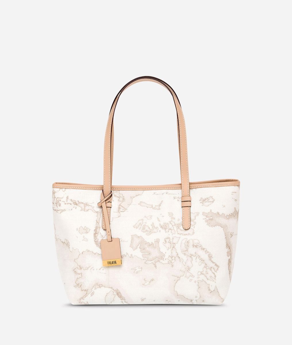 Geo White Medium shopping bag,front