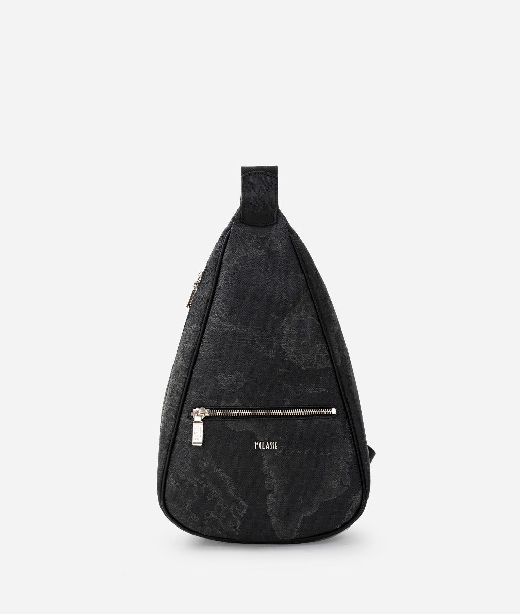 Geo Black one shoulder backpack,front
