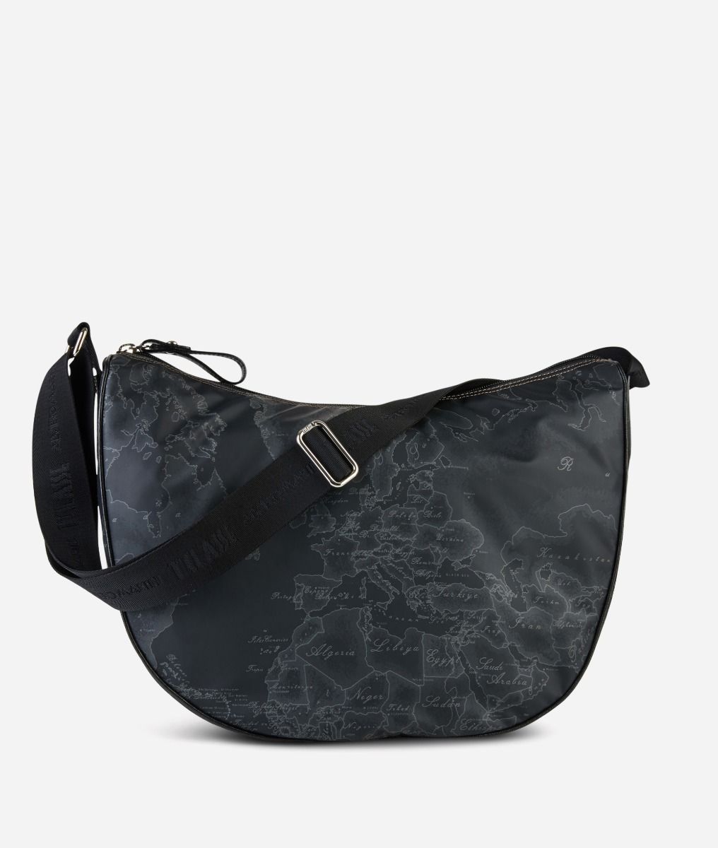 Geo Soft Black Large half-moon bag,front