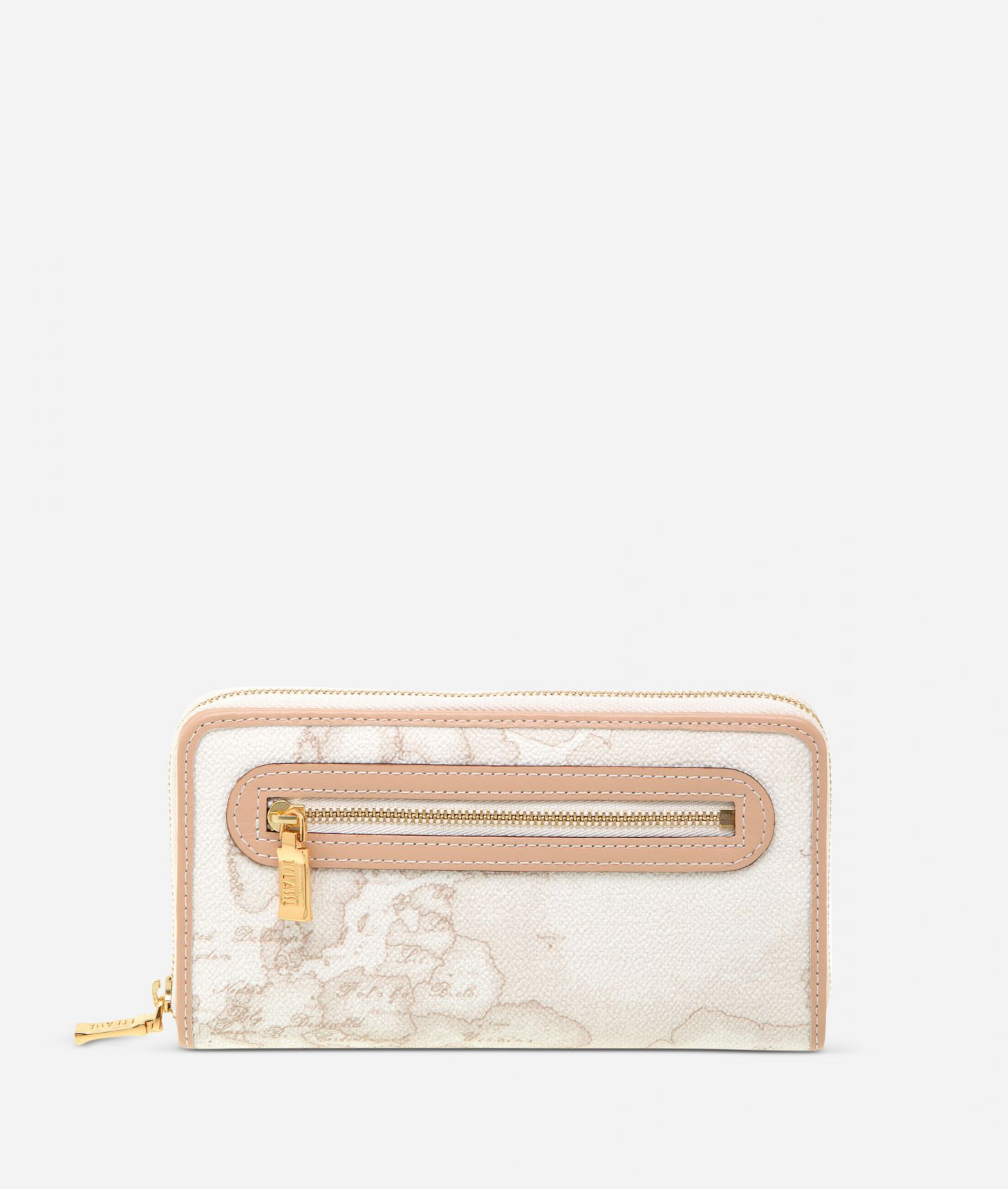 Geo White Large zipped wallet,front