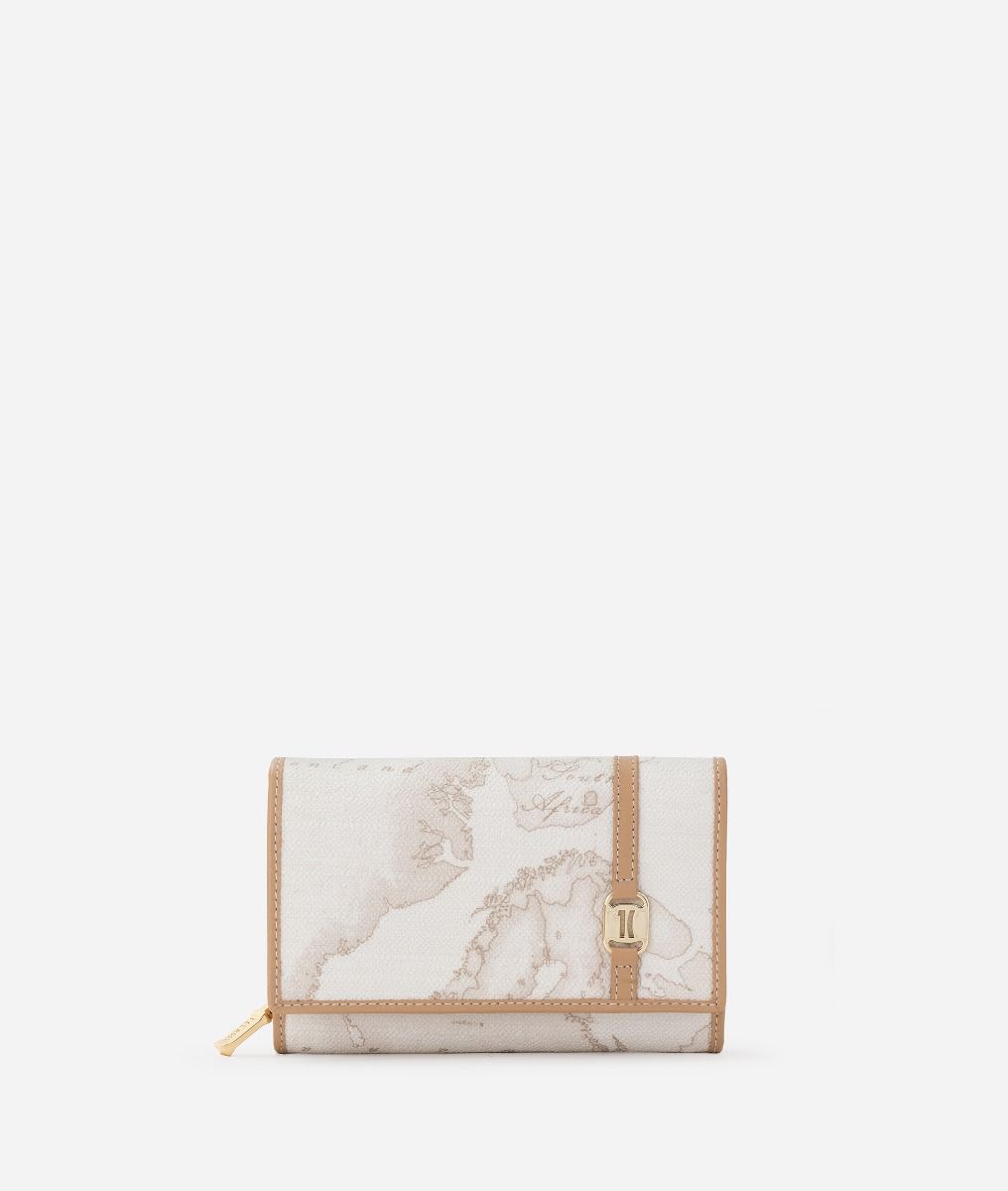Geo White wallet with 1C detail ,front