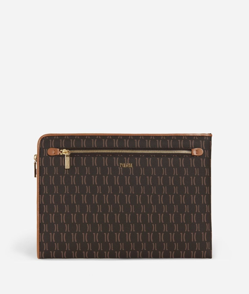 Monogram Briefcase pouch Brown,front