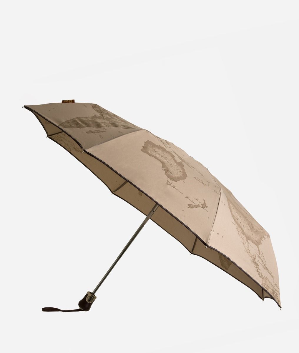 Open/close umbrella in printed Geo Tortora fabric,front