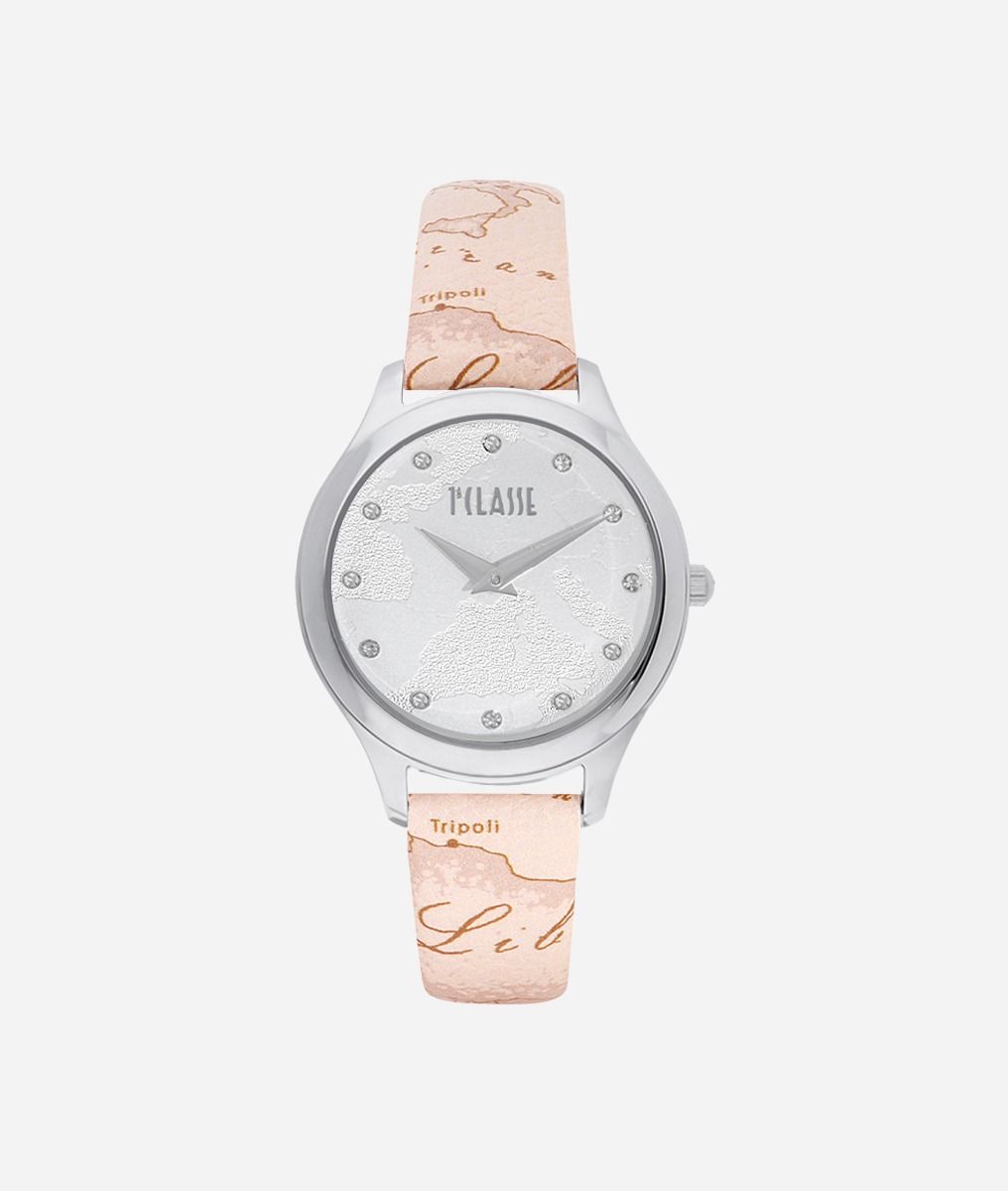 Ischia Watch with Geo Nude print leather strap,front