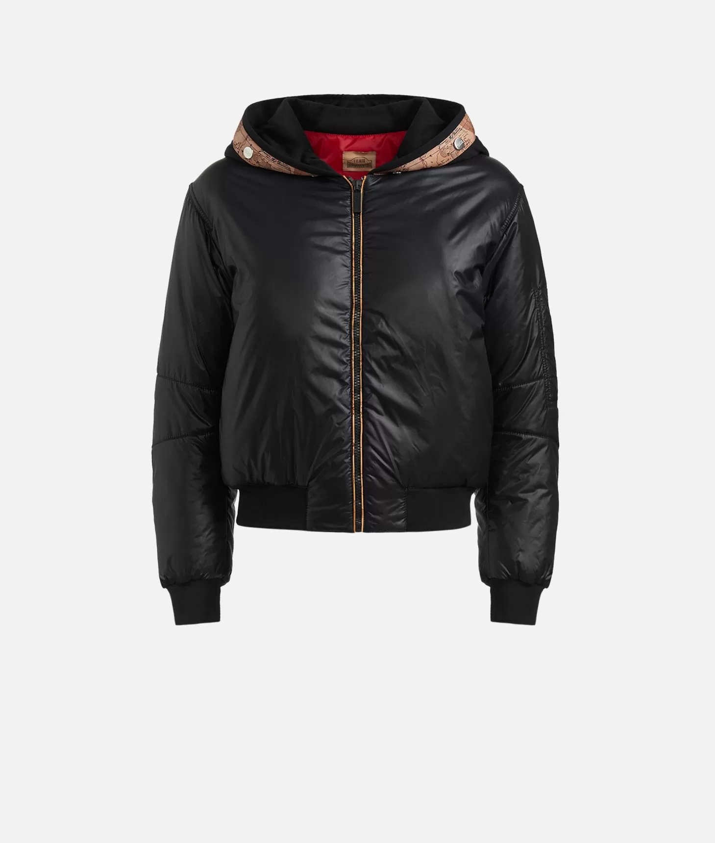 leather bomber with hood