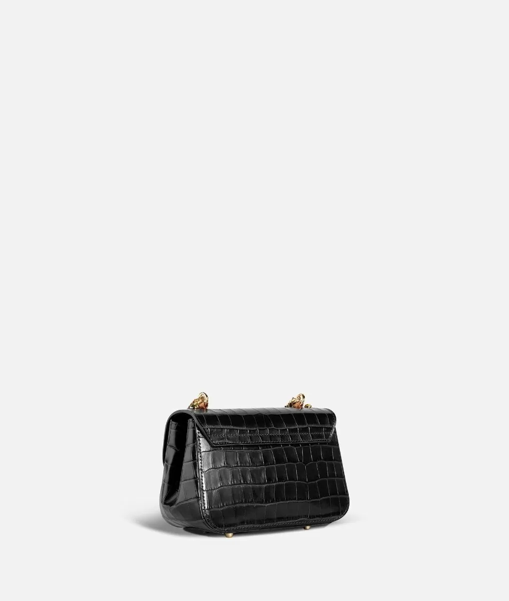 croc print black bag