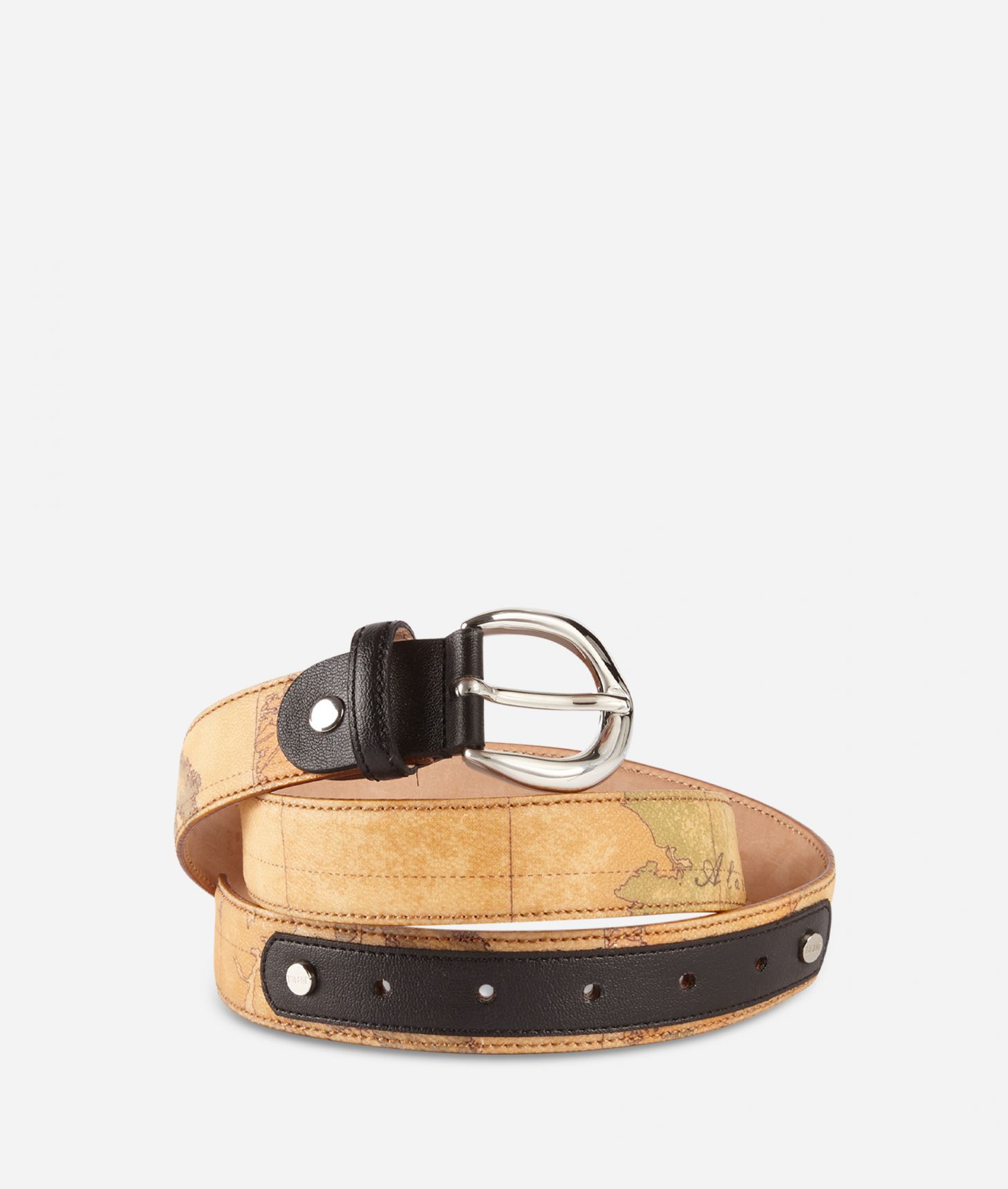 Belt in Geo Classic print and eco-leather inserts Black ,front