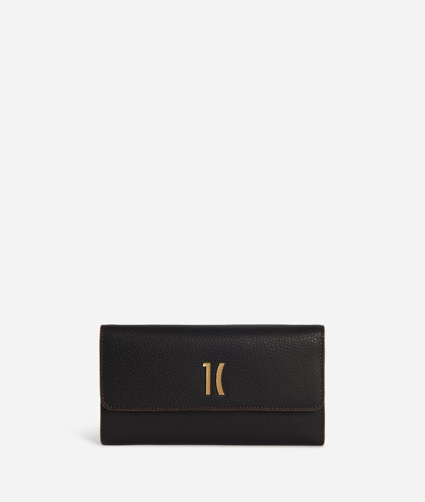 Ballet bifolder wallet in black fine-grain leather,front