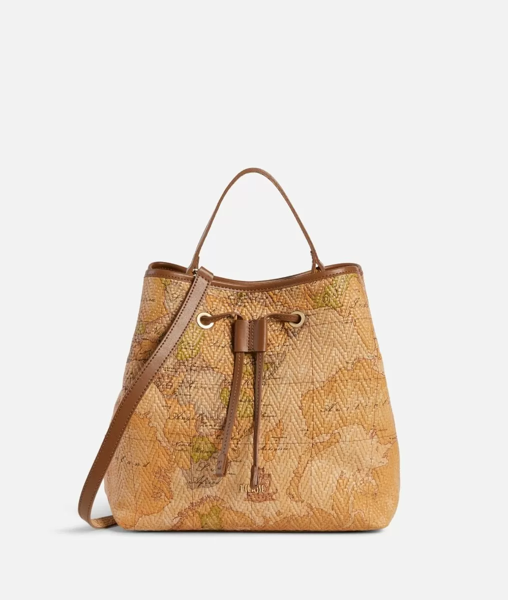ALVIERO MARTINI PRIMA CLASSE Stylish Bag Secchiello in nappa stampa Geo