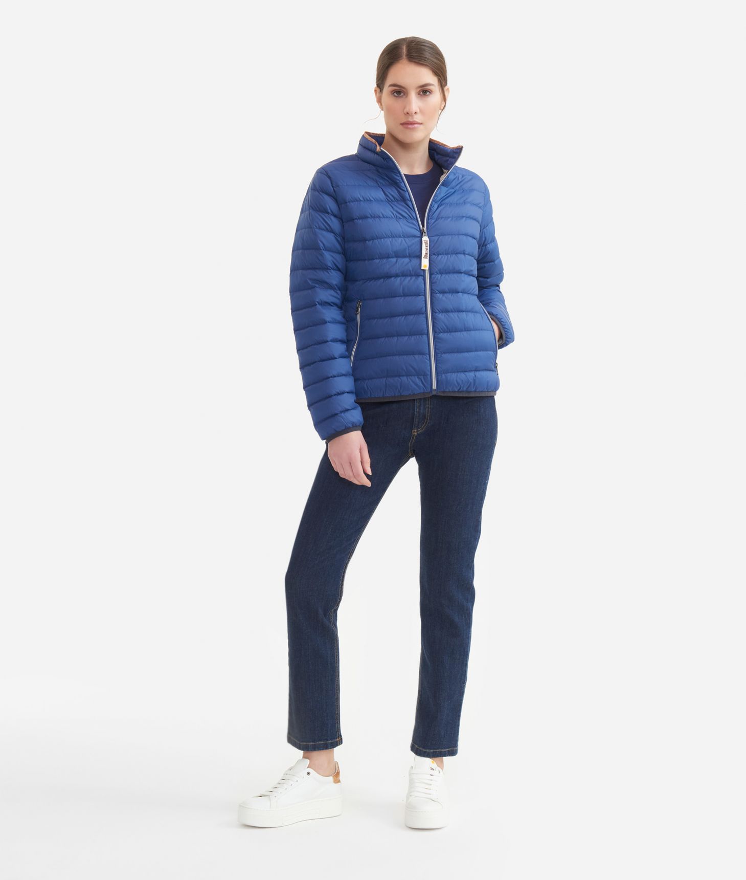 Light padded down jacket Sea Blue,front