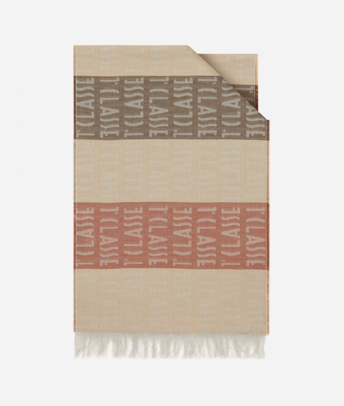 1A Classe Stripe Scarf 30 x 200 Sand,front