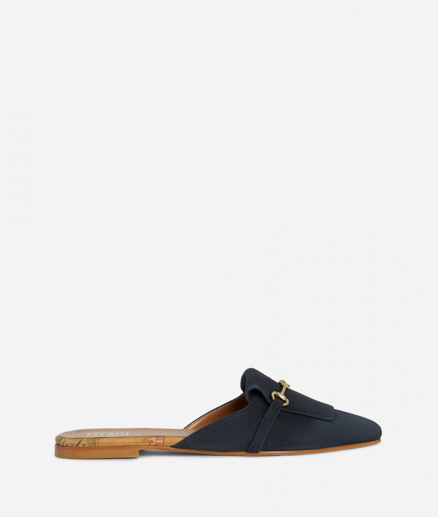 Slipper in suede leather and horsebit detail Midnight Blue,front