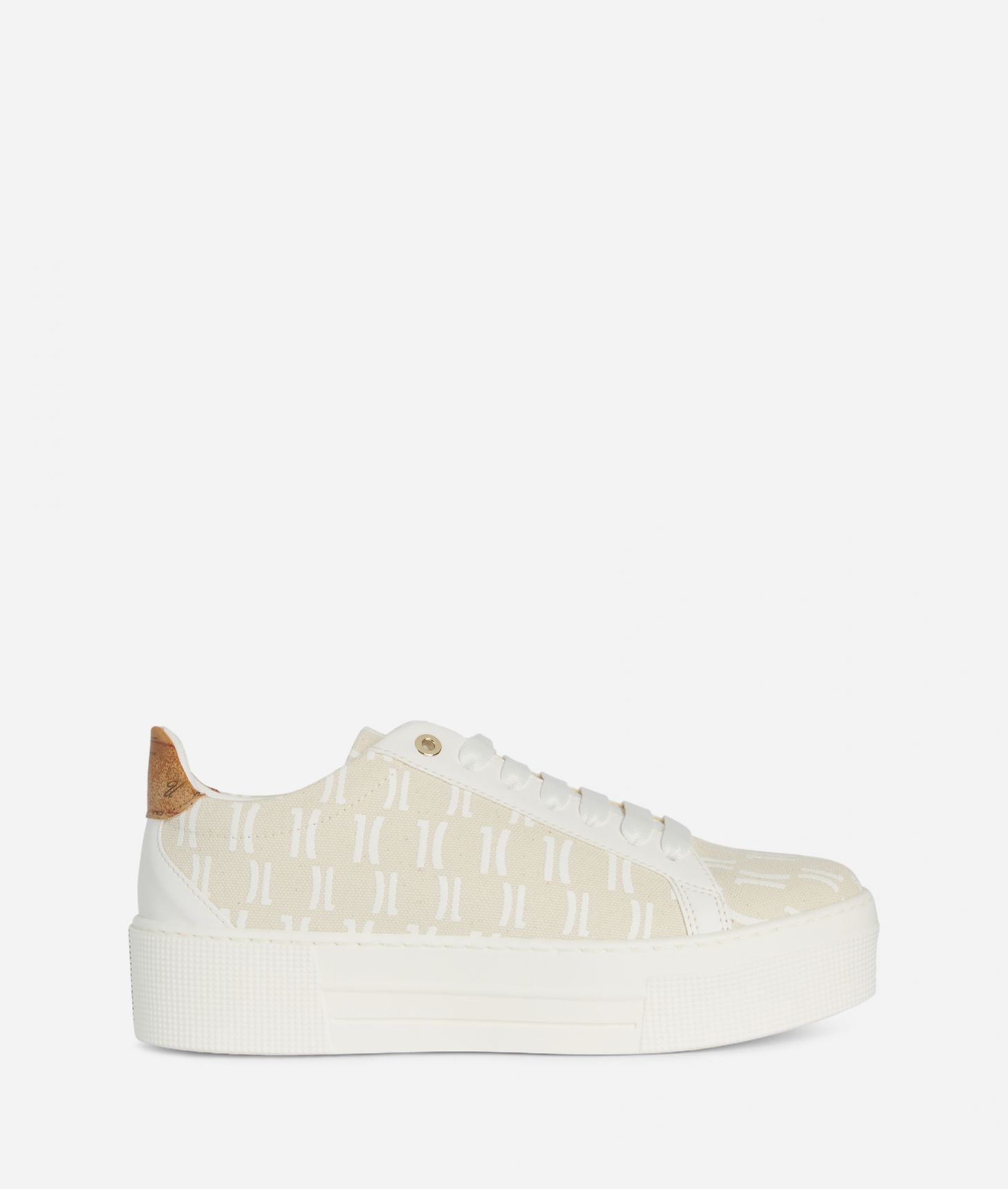 Canvas sneakers with Monogram print Natural,front