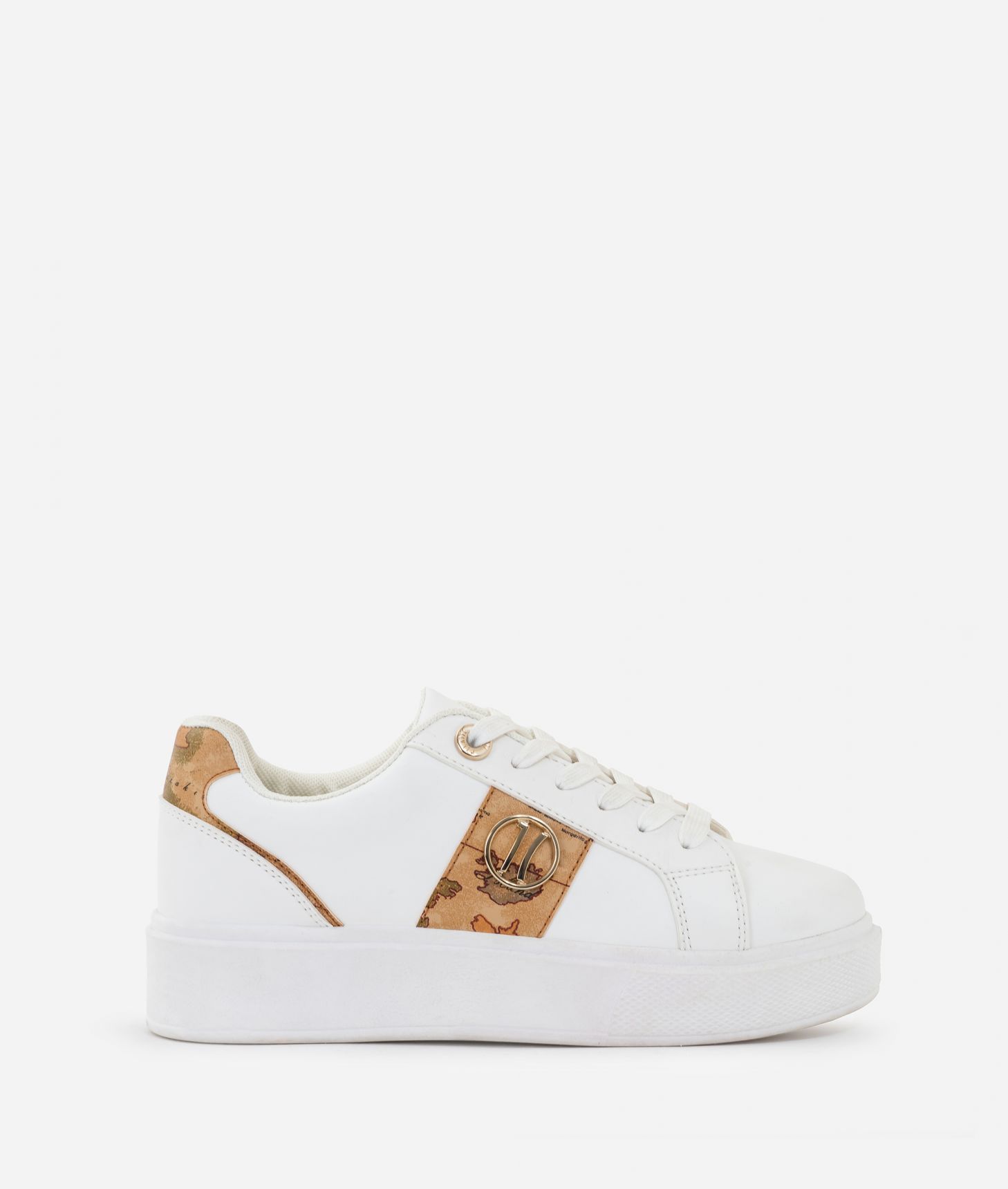 Eco-leather sneakers with 1C logo detail White,front