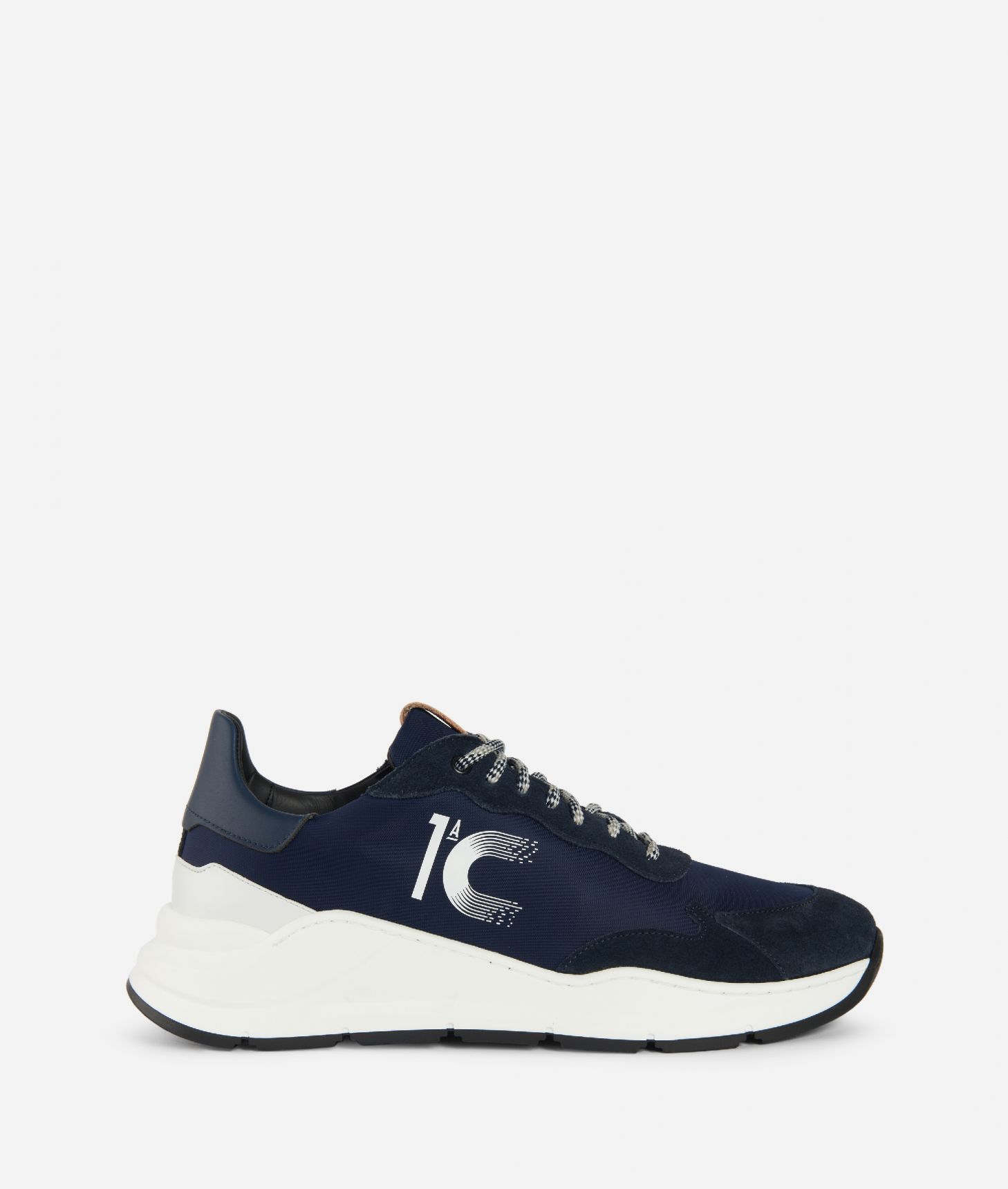 Sneakers in nylon con dettaglio 1C laterale Blu Scuro,front
